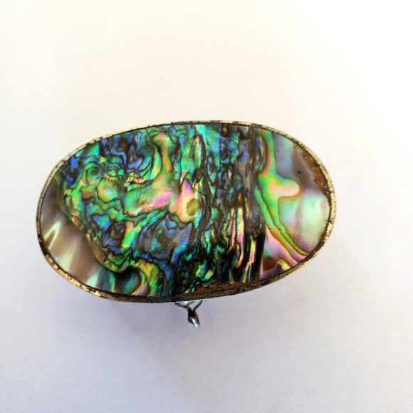 Solid Sterling Silver Abalone Pill Container - Picture 1 of 4